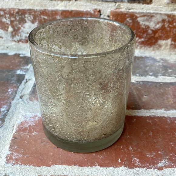 Crate & Barrel Bubbled Silver Glass Votive Candle Holders Set of 2 - Picture 15 of 16